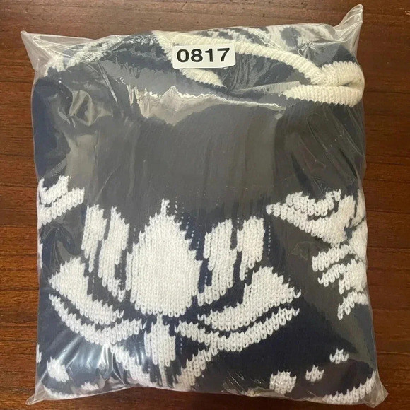 Vintage David Brett Women's Sweater M Blue & white Floral Mockneck retro y2k 80' - Picture 8 of 8